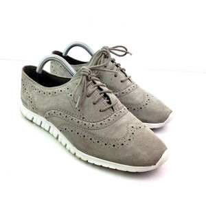 Cole Haan Zerogrand Womens Size 7 B Gray Suede Oxford Wingtip Sneaker Shoes